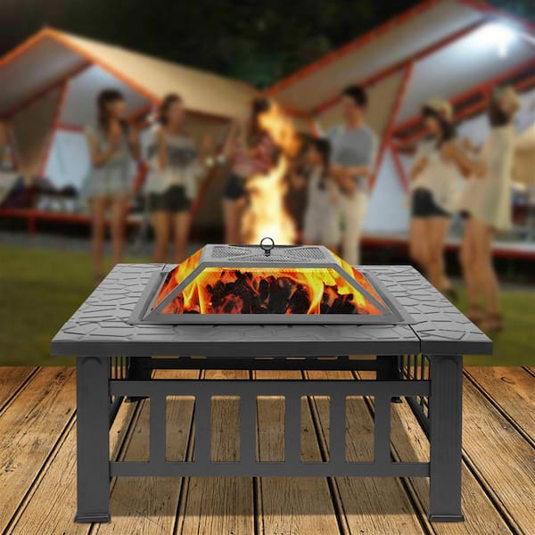 32 In X 14 3 Portable Square, Outdoor Wood Fire Pit Accessories