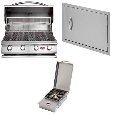 G4 24 in. 4-Burner Built-In Propane Grill with 27 in. Double Door and Single Side Burner
