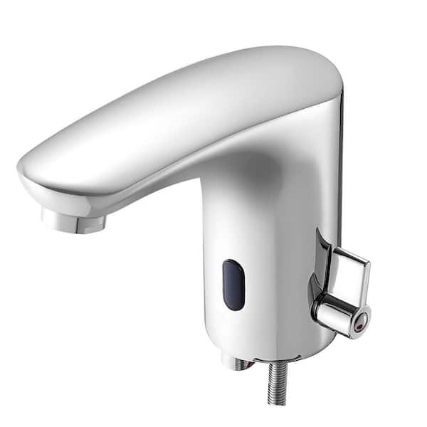 Touchless Bathroom Sink Faucet, Motion Sensor, Hands-Free Cold/Hot Mixer, Battery for 9/16 in. Pipe, Chrome Plated