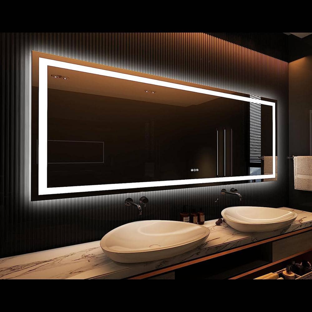 Vanity Trident 84 in. W x 32 in. H Rectangular Frameless LED Wall Mount Bat
