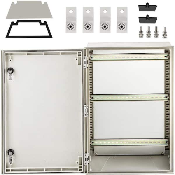 IP66 Waterproof and Dustproof NEMA 4X Fiberglass Electrical Box 24 x 16 x 9 in. NEMA Steel Enclosure, w/Mounting Plate