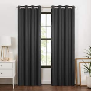 Larissa Onyx Black Polyester Solid 50 in. W x 63 in. L Grommet 100% Blackout Curtain (Single Panel)