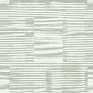 Callaway Woven Stripes Green Matte Paper Wallpaper Sample