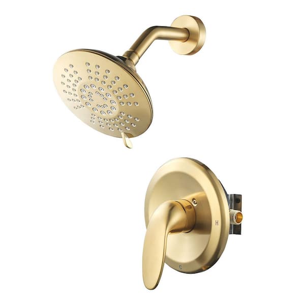 Modern Single Handle 5-Spray Shower Faucet 1.8 GPM with Pressure Blance in Gold (Valve Included)