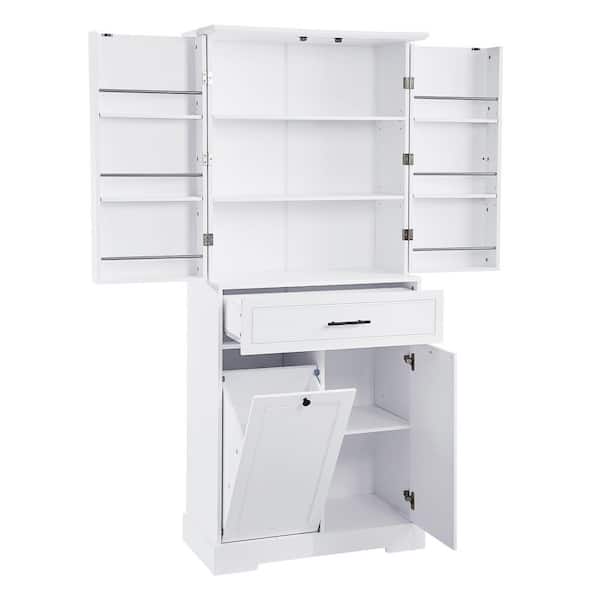 ZXDDMS 31 in. W x 16 in. D x 72 in. H White Linen Cabinet Tall