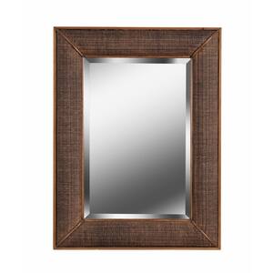 Medium Rectangle Rattan Beveled Glass Novelty Mirror (40 in. H x 30 in. W)