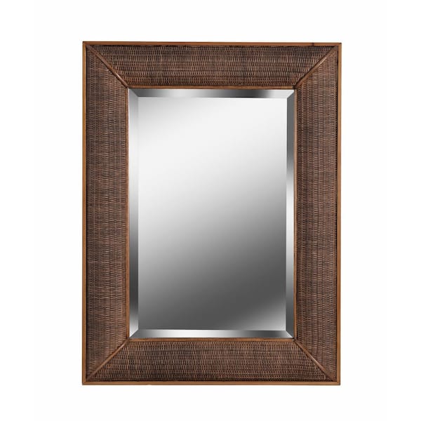 Manor Brook Medium Rectangle Rattan Beveled Glass Novelty Mirror (40 in. H x 30 in. W)