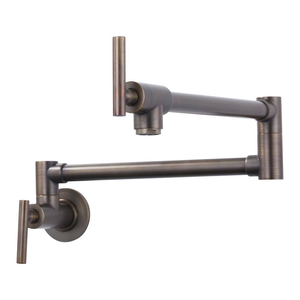 Modern Wall Mount Pot Filler Kitchen Faucet with Double Joint Swing Arm 360° Rotation in Antique Bronze price history on PriceWatchPro