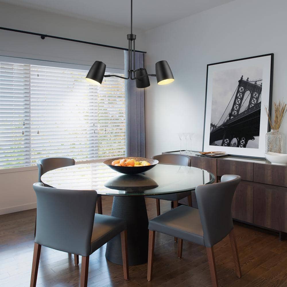 Logan Matte Black 3-Light Geometric Chandelier