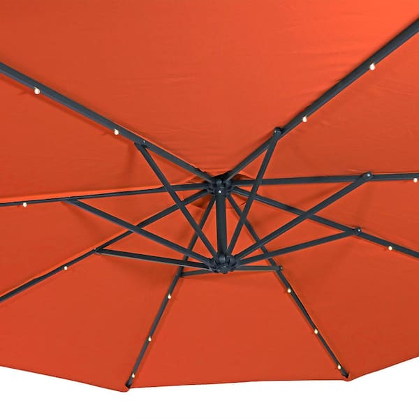 Details about   Sunnydaze Brown 10-Foot Offset Solar LED Patio Umbrella Cantilever and Crank 