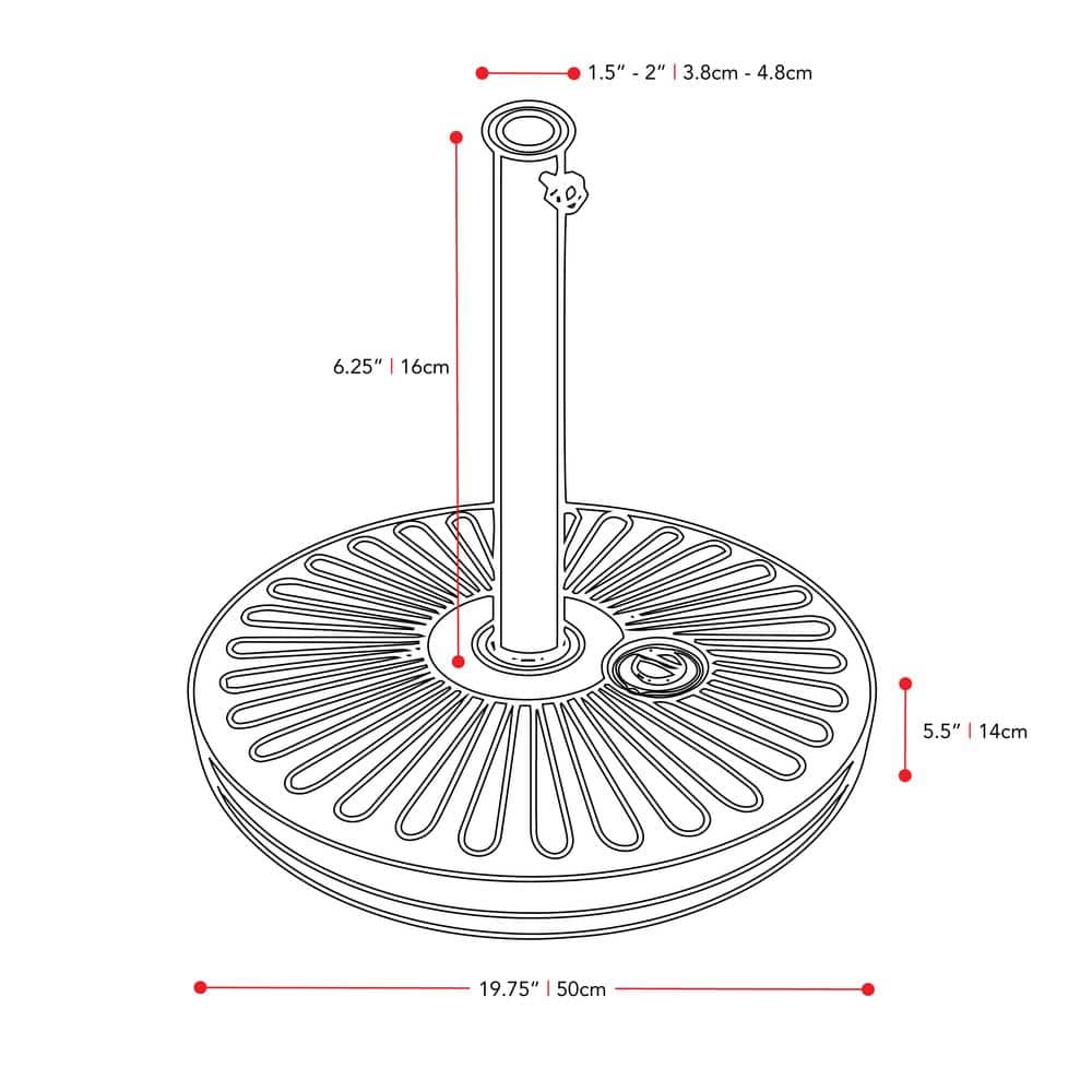 Heavy Duty Round Gray Metal Patio Umbrella Base