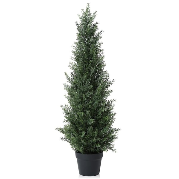 DR.Planzen 3 ft. Artificial Indoor/Outdoor Topiary Cedar Tree, Fake Cypress Trees, Fake UV Resistant Potted Plants(Set of 1)