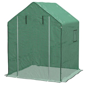 55 in. W x 56 in. D x 75 in. H Portable Greenhouse with PE Cover Zipper Door and Mesh Windows for Backyard Garden