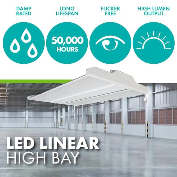 400-Watt Equivalent Dimmable Integrated LED Linear High Bay Light, 5000K Daylight, 1-pack