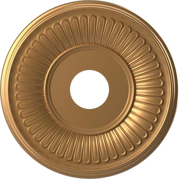 Ekena Millwork 16" O.D. x 3-1/2" I.D. x 1" P Berkshire Thermoformed PVC Ceiling Medallion (Fits Canopies up to 7") in Bright Coat Gold