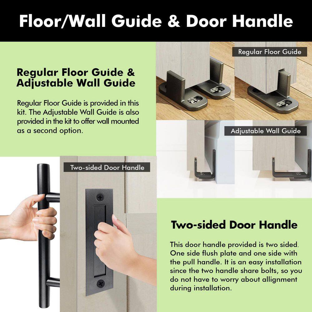 Tinsmith Gray Solid Pine Wood Barn Door with Black Hardware Kit