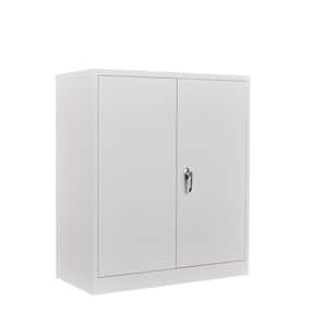 36 in. W x 41.6 in. H x 18 in. D 2-Shelves and 2-Doors Steel Steel Storage Cabinet with Freestanding Cabinet in White