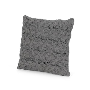Hermanitos Boho Gray Cotton 18 in. x 18 in. Pillow Cover