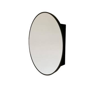 26 in. W x 26 in. H Round Metal Framed Surface Mount Medicine Cabinet with Mirror in Matte Black