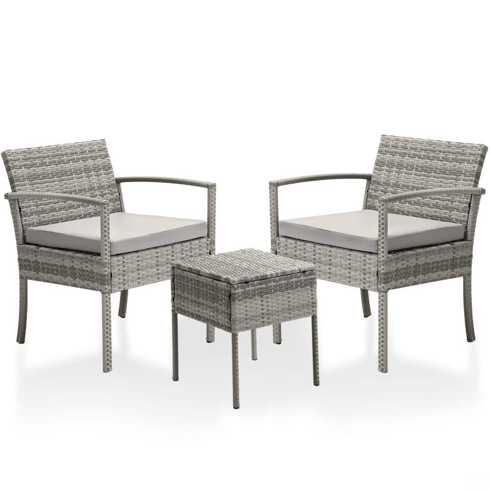 4-Piece Metal Outdoor All Weather Conversation Set For Backyard With Beige Cushions Xt Wy000376aaa