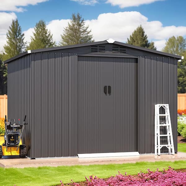 AECOJOY 8 ft. W x 6 ft. D Metal Shed with Design of Lockable Doors