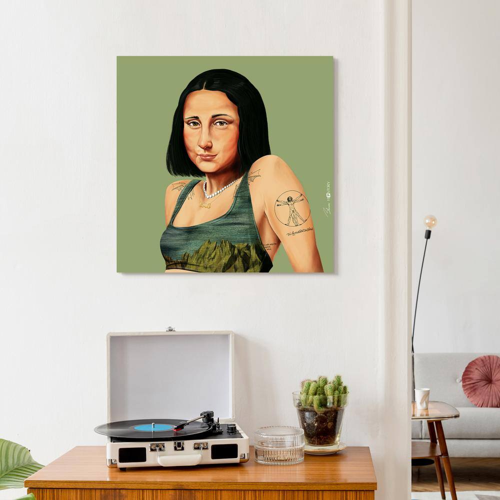 Hip Mona Lisa 24" Green and Glass Modern Wall Art