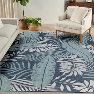 Garden Oasis Navy 9 ft. x 12 ft. Nature-inspired Contemporary Area Rug