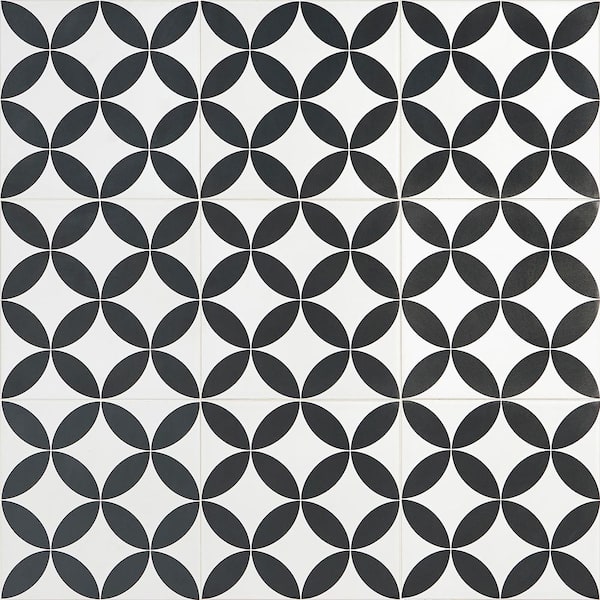 voorbeeld Vast en zeker kubiek Ivy Hill Tile Cavanaugh Deco Black and White 8 in. x 8 in. Matte Porcelain  Floor and wall Tile (9 pieces 3.87 Sq. Ft. / Box)-EXT3RD101313 - The Home  Depot