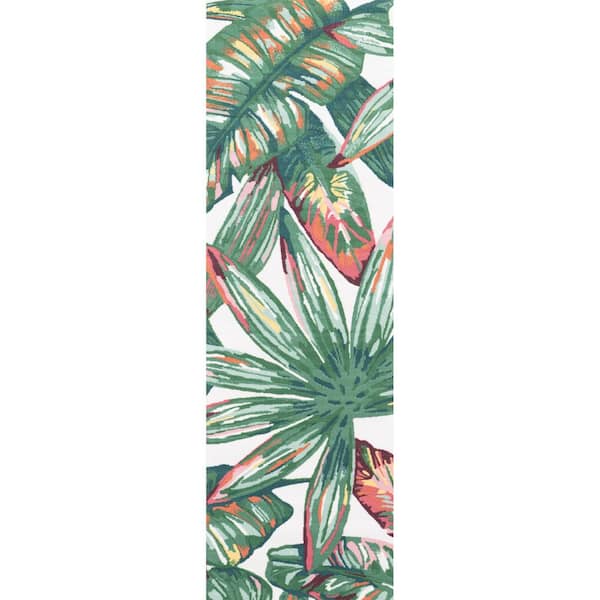 Contemporary Floral Lindsey Multi 2 ft. 6 in. x 6 ft. Indoor/Outdoor Runner Rug