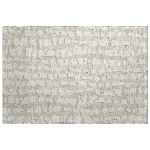 Dream Shag Premium Machine Washable Abstract ADS754 Beige 2 ft. x 3 ft. Accent Rug