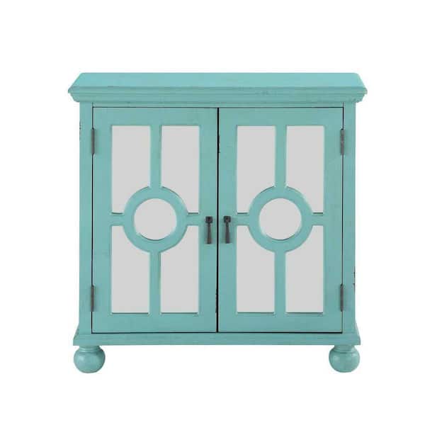 EVERGLADE HOME Antique Aqua Accent Cabinet Madrona