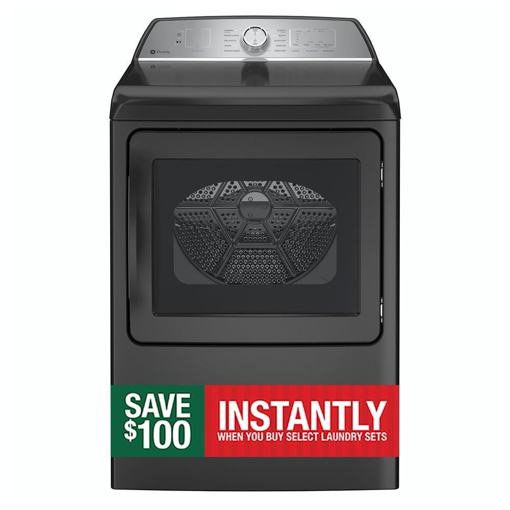 GE 7.4 CU. Ft. Smart Diamond Gray Gas Dryer with Sanitize Cycle and Sensor Dry, ENERGY STAR