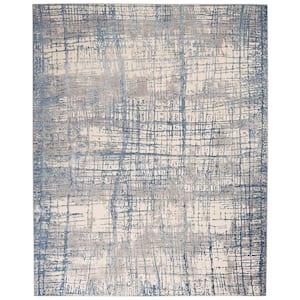 Rush Ivory Blue 8 ft. x 10 ft. Abstract Contemporary Area Rug