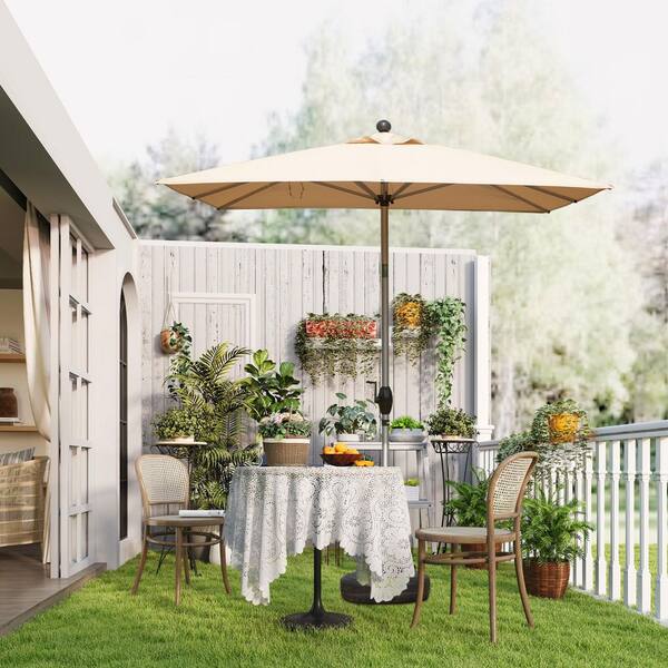10ft outdoor steel market patio umbrella decoration w tilt crank Best Choice Products w/ Crank, Push Button, 6 Ribs, Orange blocking throughout the day Best Choice Products 10 ft