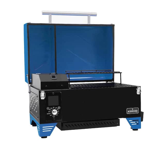 ASMOKE AS350 Pellet Grill and Smoker, 256 sq. ft., with Meat probe, Portable, Auto Temp Control, Small Table Top, Blue
