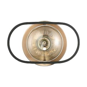 Chassis 7.5 in. 1-Light Copper Brushed Brass/Matte Black Wall Sconce with No Shade