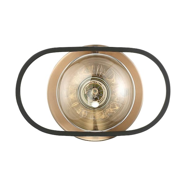 SATCO Chassis 7.5 in. 1-Light Copper Brushed Brass/Matte Black Wall Sconce with No Shade