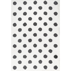 Pere Modern Charcoal Dot Shag White/Black 3 ft. x 5 ft. Area Rug