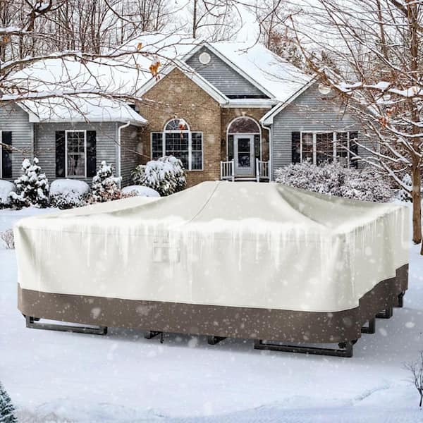 600D PVC Coated Fabric Universal Simple Outdoor Patio Chair Cover, Waterproof and Sun-proof Beige