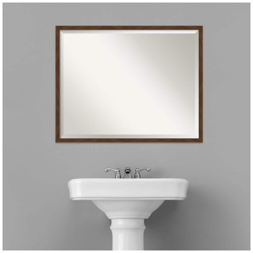 Carlisle Brown Narrow Framed Rectangular Wood Bathroom Vanity Mirror