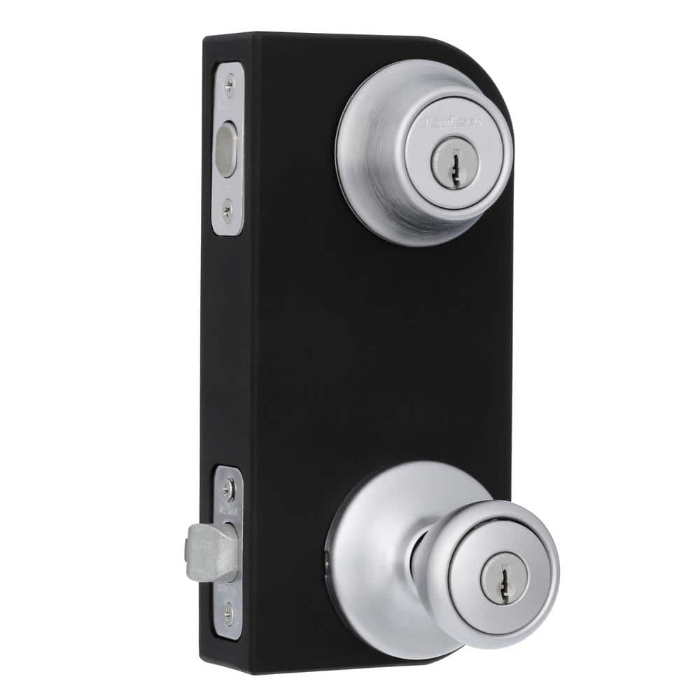 Tylo Satin Chrome Single Cylinder Entry Door Knob and Deadbolt