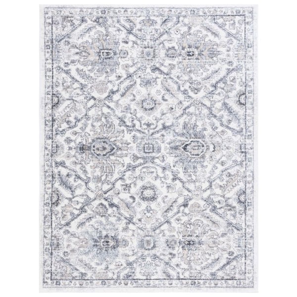 SAFAVIEH Opal 9 ft. x 12 ft. Gray/Ivory Ornate Floral Border Area Rug