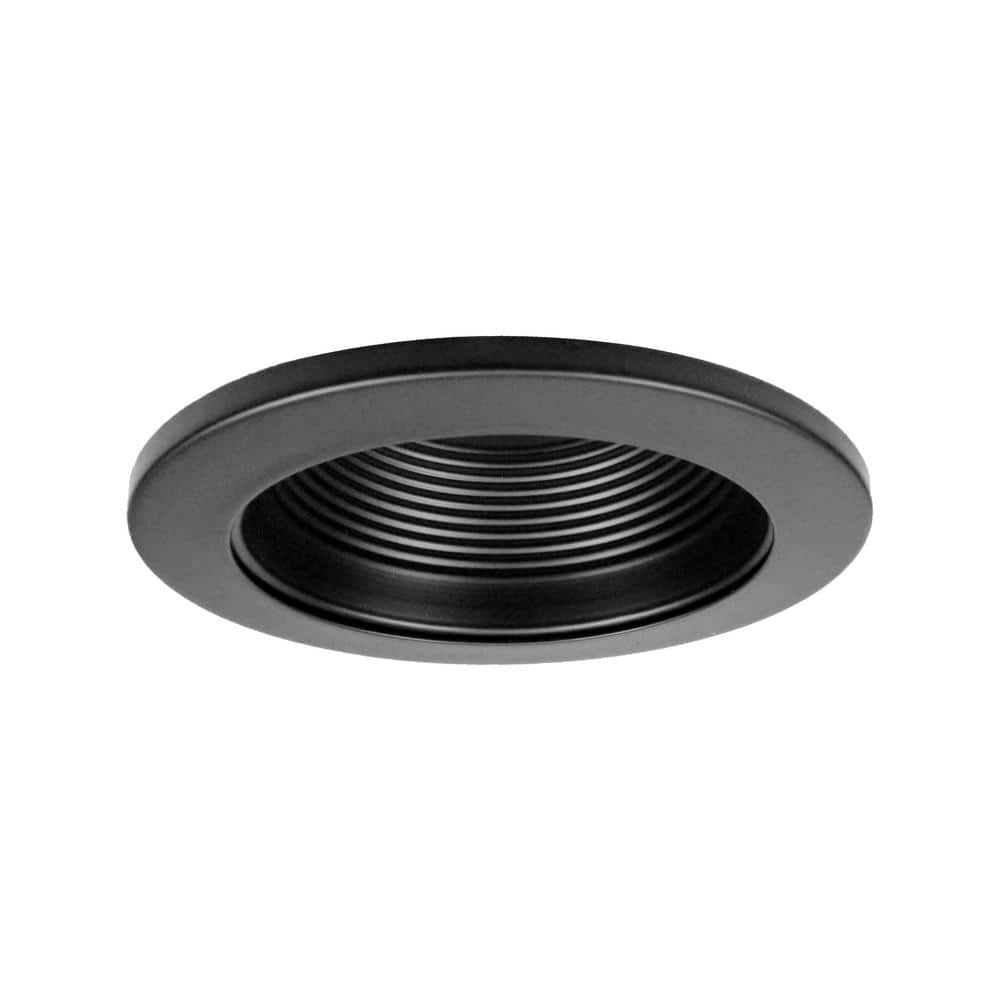 4-Inch Black Steel Recessed LED Baffle Trim