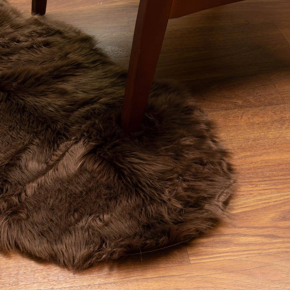 Luxurious Dark Brown Synthetic Sheepskin Shag Rug 6' x 9'