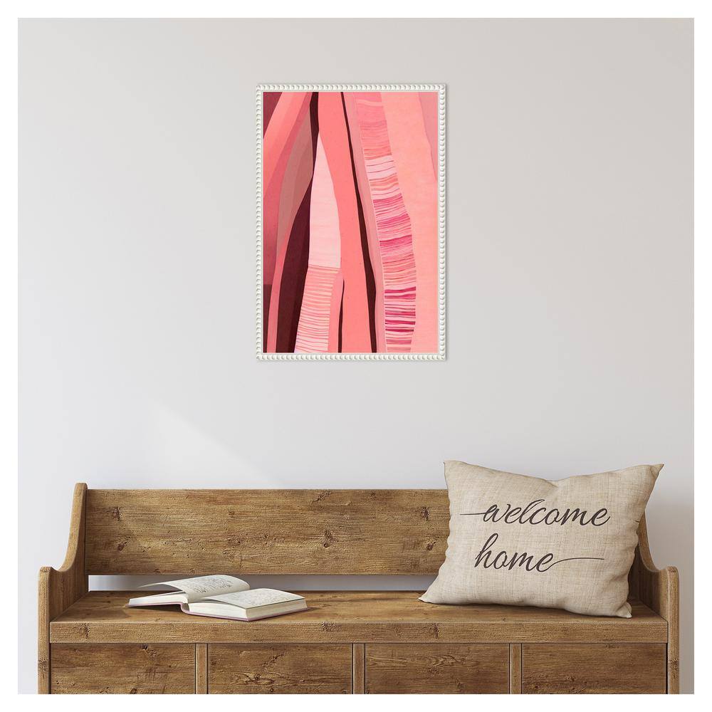 Pink Layers Abstract Canvas Art with White Floater Frame