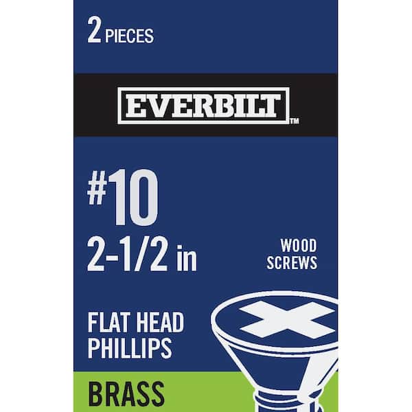 #10 x 2-1/2 in. Phillips Flat Head Wood Screws (2 per Pack)