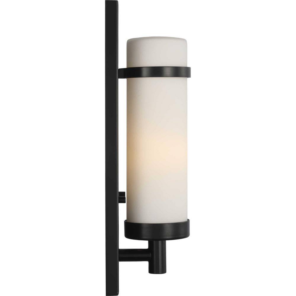 Matte Black Etched Opal Glass Dimmable Wall Sconce