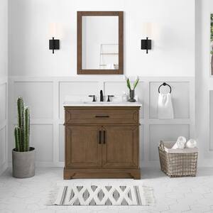 Cherrydale 36 in. W x 22 in. D x 34.50 in. H Bath Vanity in Almond Latte with White Cultured Marble Top