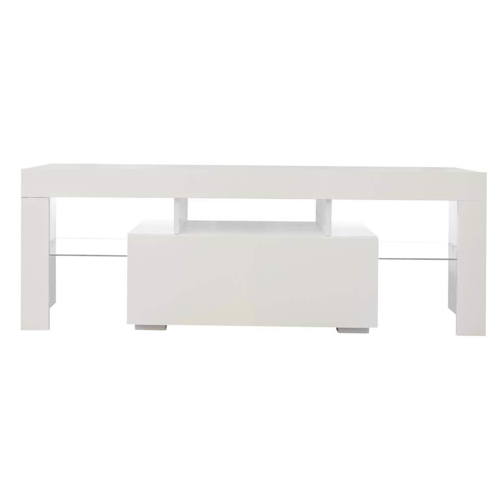 51.18 in. White TV Stand Fits TV's up to 55 in. with LED RGB Lights
