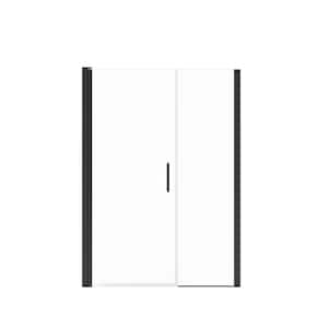 Manhattan 51 in. to 53 in. W x 68 in. H Pivot Frameless Shower Door with Clear Glass in Matte Black